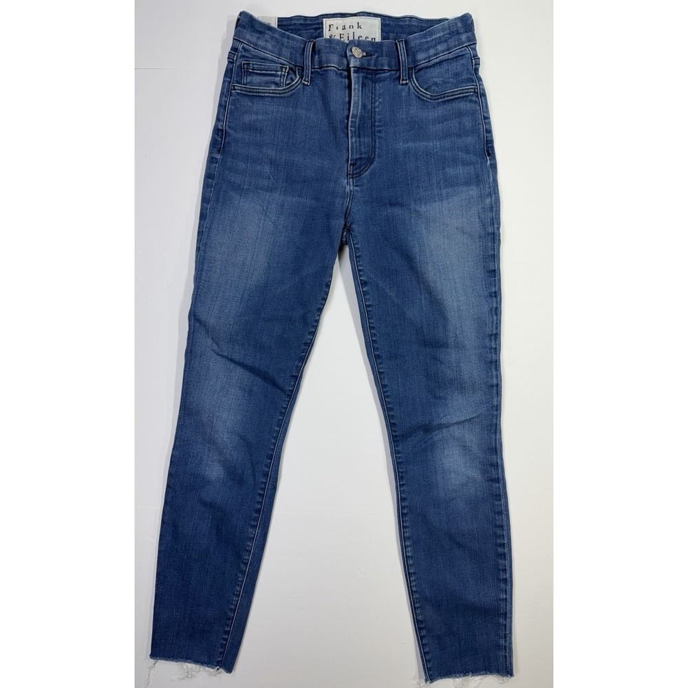 Frank & Eileen Women's Blue Skinny Jeans Size 27 Raw Hem Stretch Denim